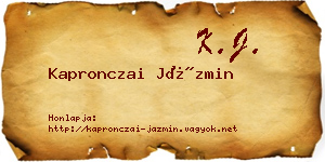 Kapronczai Jázmin névjegykártya
